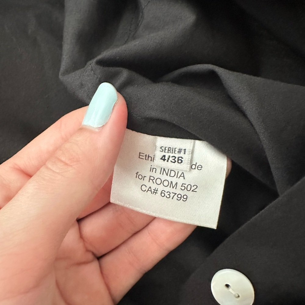 Room 502 Button-Front Black Long Sleeve Shirt Dress - Picture 4 of 10